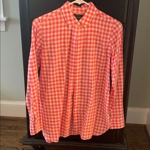Orange and white gingham blouse